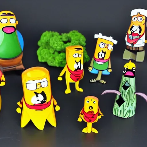 Prompt: a set of cartoon jungle figures in the style of Dilbert