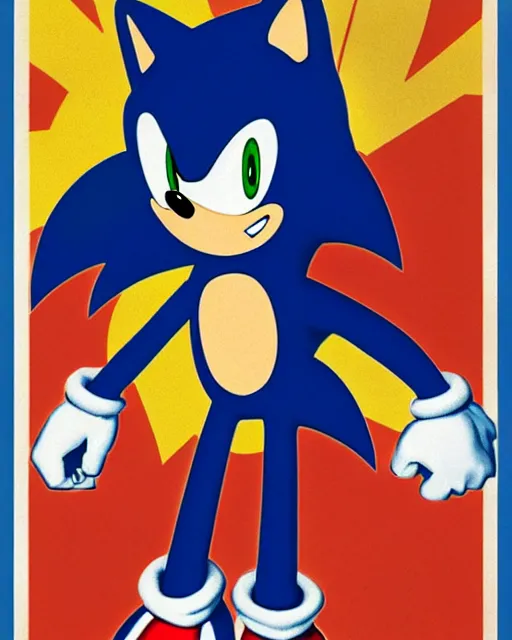 Image similar to sonic the hedgehog american propaganda poster, ww 2