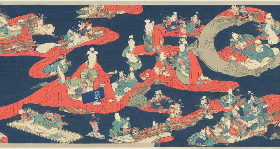 Image similar to new york in the style of ukiyo - e