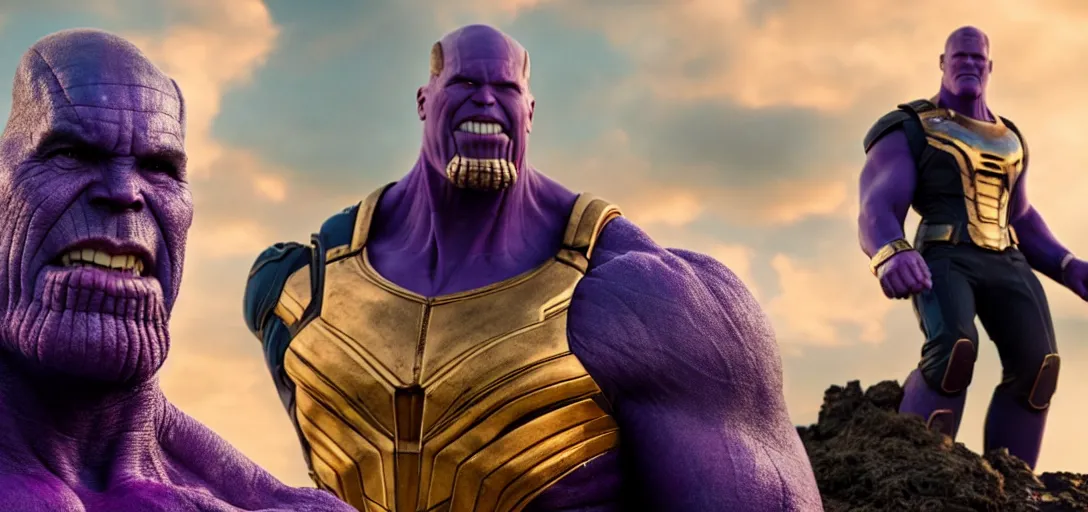 Image similar to a very high resolution image from a new movie. thanos, photorealistic, photography, directed by wes anderson