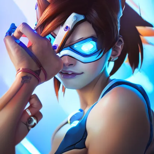 Overwatch 4k Tracer Pouty Lips Wallpaper