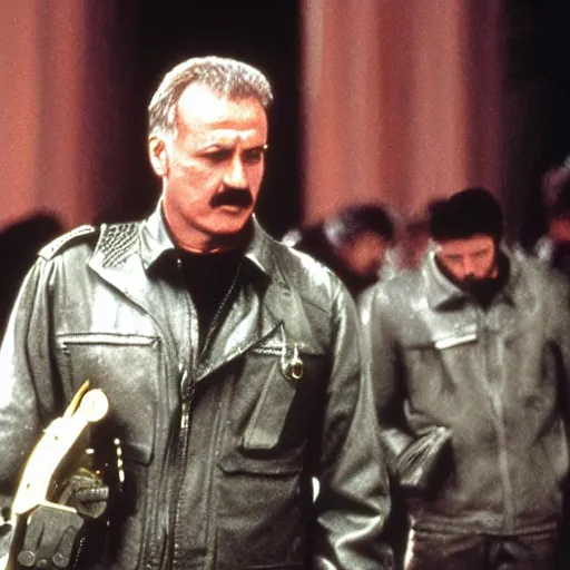 Prompt: Alexander Lukashenko in Terminator, cinematic still