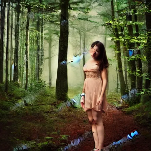 Image similar to entrancing beautiful portrait in the forest full body