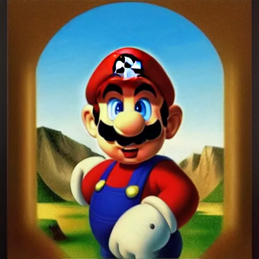 Image similar to a beautiful portrait of super - mario!!!!!! renaissance painting by da vinci featured on artstation