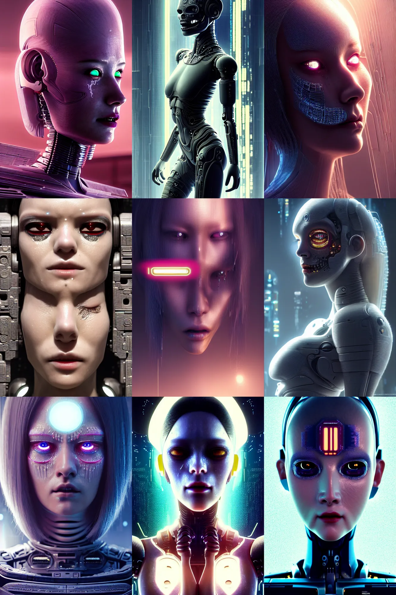 Prompt: ultra detailed, beautiful crying! female android!, intricate, photorealistic!, octane render, concept art, cinematic, interstellar, sharp, cyberpunk, bladerunner 2 0 4 7, 8 k, el dia los muertos, by angus mckie, moebius!, kuciara!, stanley lau, ociacia, artgerm, rutkowski, mucha