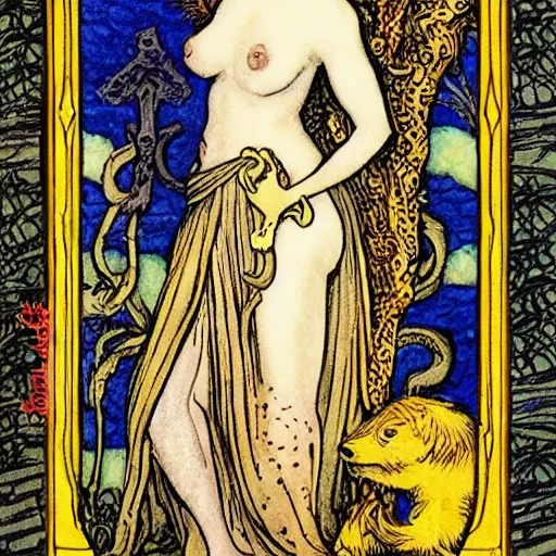 Prompt: Tarot card of luck Rebecca Guay