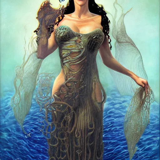 Image similar to portrait of an underwater queen, by gerald brom