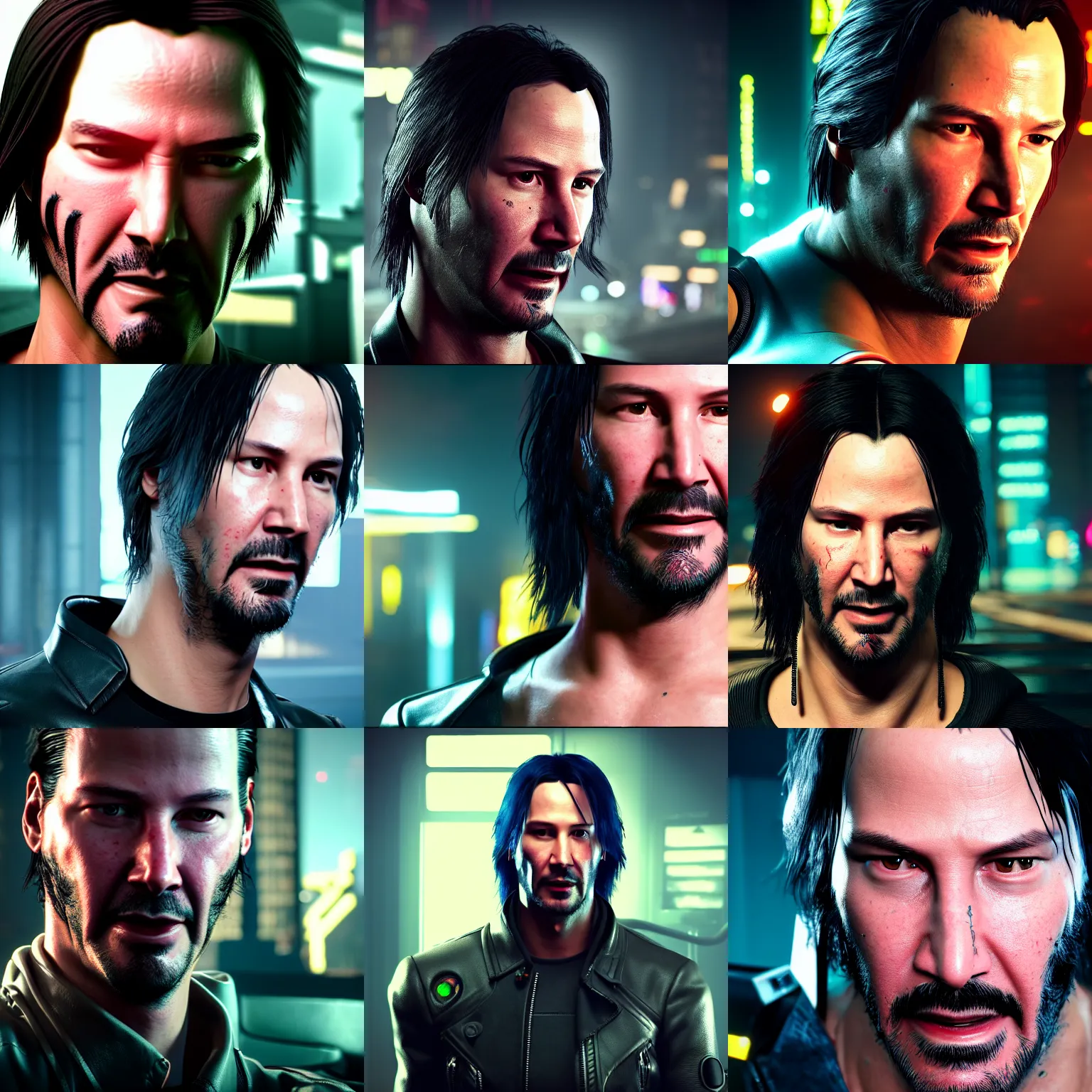 Prompt: Portrait photography of Keanu Reeves as Johnny Silverhand from Cyberpunk 2077. Photorealistic, 4K