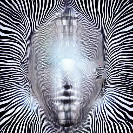 Image similar to minds Neuromorphicly merging with Artificial intelligence anamorphic optical illusion 4k