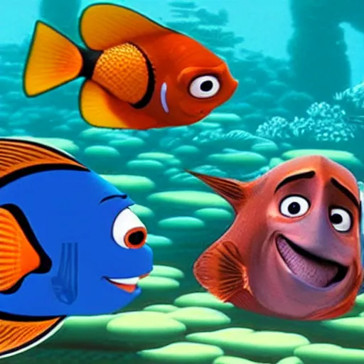 Prompt: obama as a fish, in the style of finding nemo, pixar animation, obama is a fish, pixar style