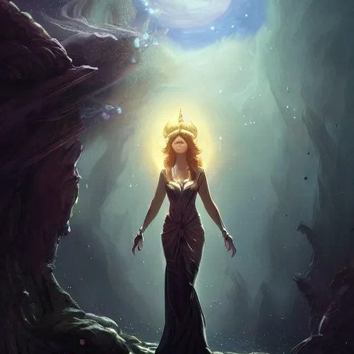 Image similar to star goddess, fine art, awesome fantasy book cover on pinterest, award winning, dark fantasy landscape, fantasy magic, intricate, elegant, sharp focus, cinematic lighting, highly detailed, digital painting, 8 k concept art, art by wlop and artgerm and greg rutkowski, masterpiece, trending on artstation, 8 k