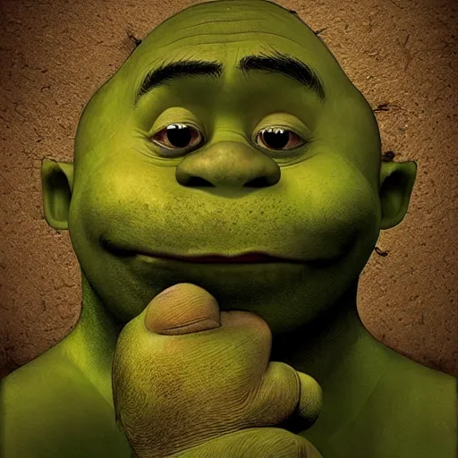 Prompt: Shrek, artwork by Antón Semenov,