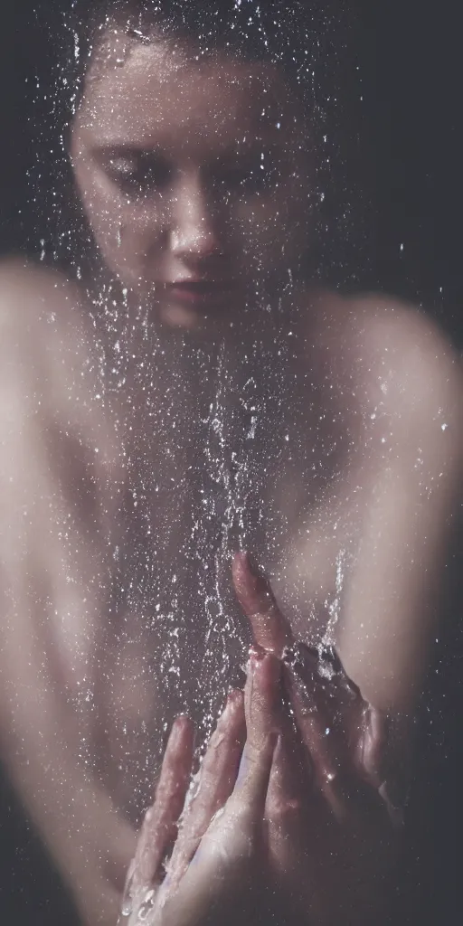 Image similar to a blurry closeup picture of woman's skin gripped tightly, dripping wet, female bodies, hands, macro photography, long exposure photograph, surrealism, anamorphic bokeh, atmospheric lighting, cinematic