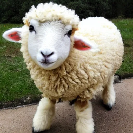 Prompt: cute baby sheep wearing orange inmate clothes