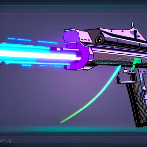 Image similar to laser pulse rifle, future outlined by whirling illuminated neon lines, outrun, vaporware, shaded flat illustration, digital art, trending on artstation, highly detailed, fine detail, intricate