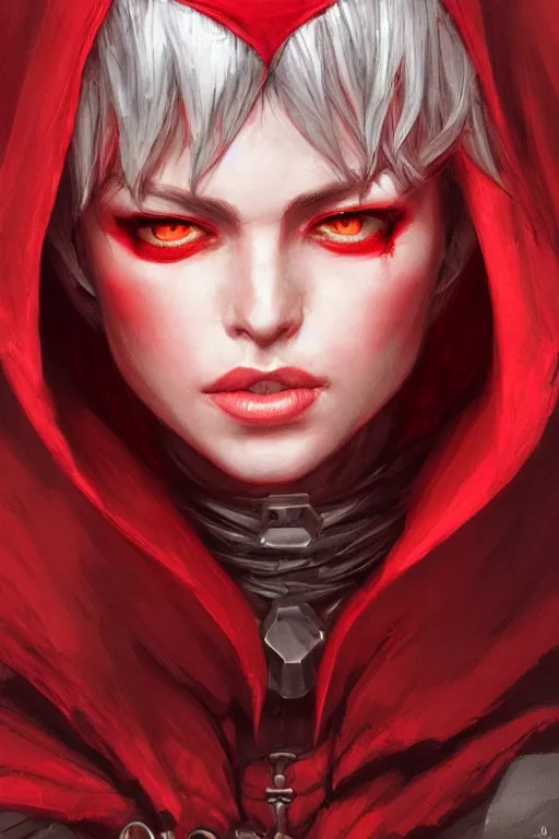 Prompt: queen red riding hood, d & d, fantasy, portrait, highly detailed, headshot, digital painting, trending on artstation, concept art, sharp focus, illustration, art by artgerm and greg rutkowski and magali villeneuve