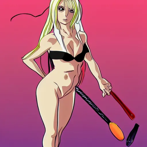 Image similar to britney spears, bunny suit, artwork in bleach art style, inspired in balthus, clean details, color palette, candy, anatomically proportional