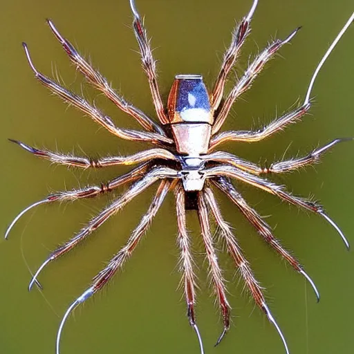 Image similar to “metal spider, pure terror, red eyes”