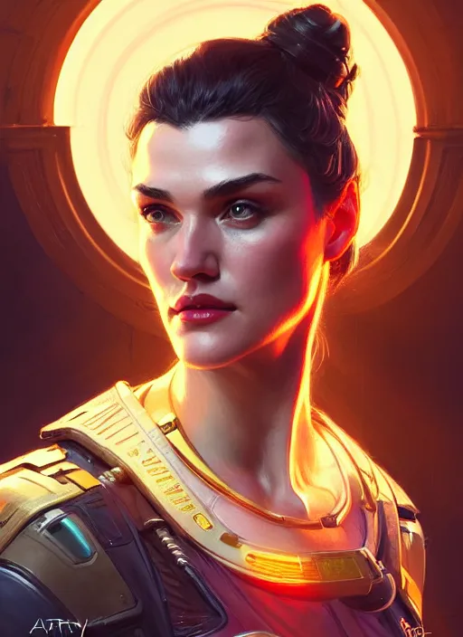 Image similar to portrait of apex legends katie mcgrath, intricate, elegant, glowing lights, highly detailed, digital painting, artstation, glamor pose, concept art, smooth, sharp focus, illustration, art by artgerm and greg rutkowski, artey freytag