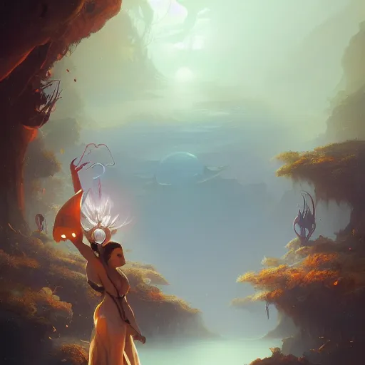 Image similar to reaching enlightenment, highly detailed, digital painting, artstation, sharp focus, smooth, concept art, illustration, art by peter mohrbacher and emmanuel shiu and martin johnson heade and bastien lecouffe - deharme