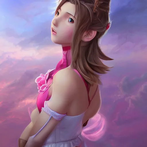 Image similar to aerith gainsborough by nick silva, ja mong, digital, 4 k