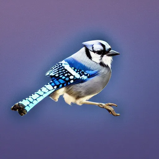 Image similar to photo of blue jay wearing leather jacket