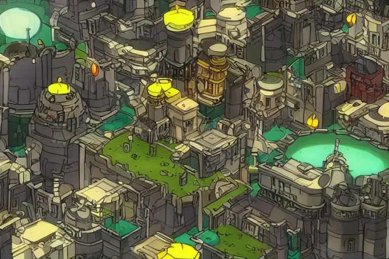 Prompt: futuristic city in castle crashers