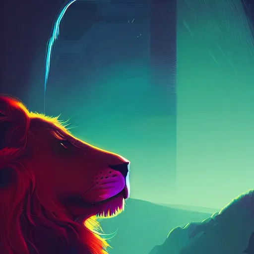 Image similar to lion, pedro correa, alena aenami, kilian eng, android jones