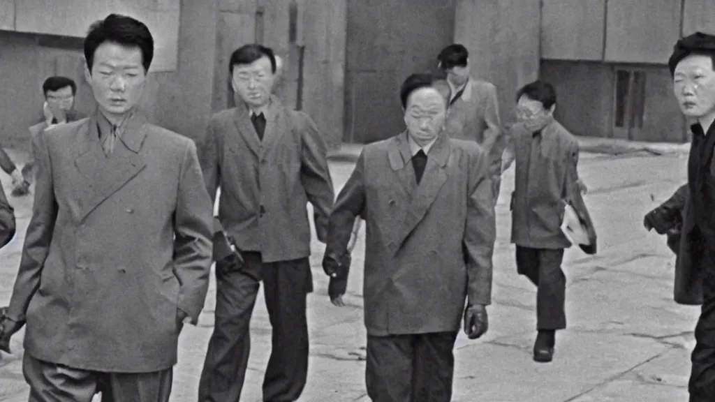 Prompt: shin sang - ok walking in 1 9 6 0 s pyongyang, film noir thriller in the style of orson welles and andrei tarkovski