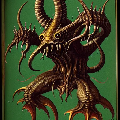 Image similar to bestiary of creatures from the depths of the unconscious psyche