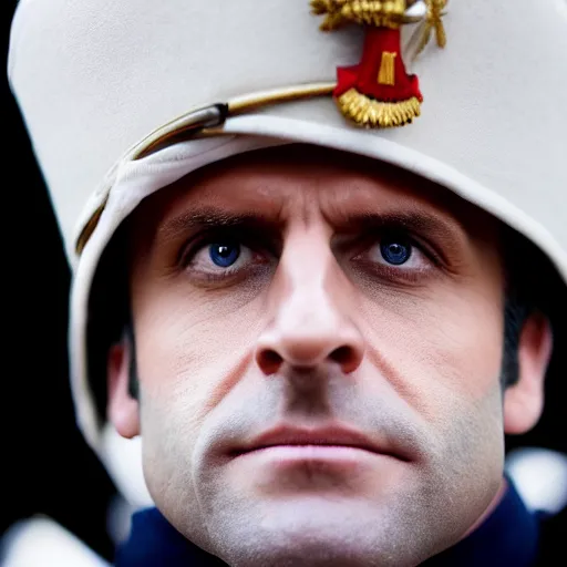 Prompt: closeup portrait of emmanuel macron dressed as napoleon in a paris street, natural light, sharp, detailed face, magazine, press, photo, steve mccurry, david lazar, canon, nikon, focus