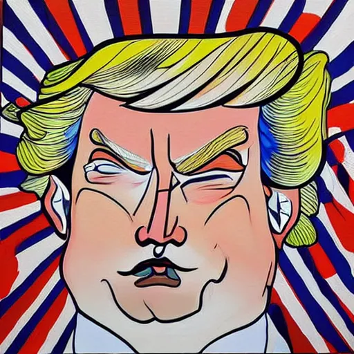 Prompt: a painting of donald trump by takashi murakami