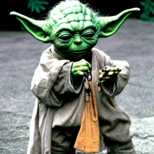 Image similar to yoda performing at woodstock