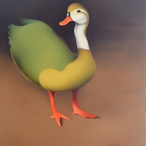 Prompt: a duck on the prowl oil painting oswaldo vigas