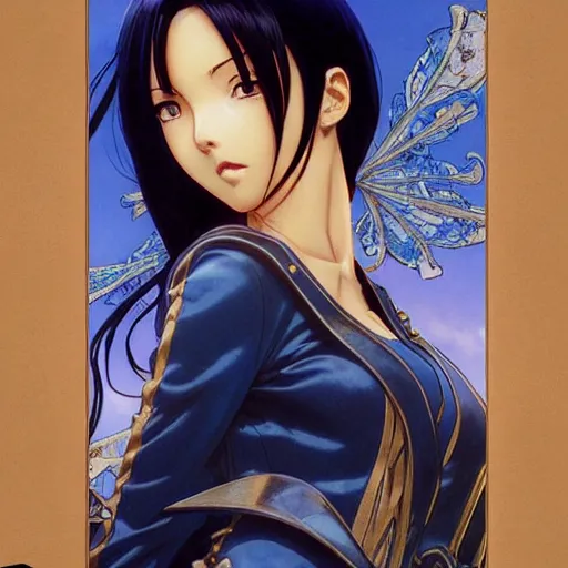 Prompt: highly detailed vfx portrait of nico robin by eiichiro oda, makoto shinkai, alphonse mucha, sharp focus, art by artgerm and greg rutkowski!, backlit, harsh overhead sunlight, blue eyes, takeshi obata, kaoru mori, tsutomu nihei, hayao miyazaki, pixiv, fanbox,