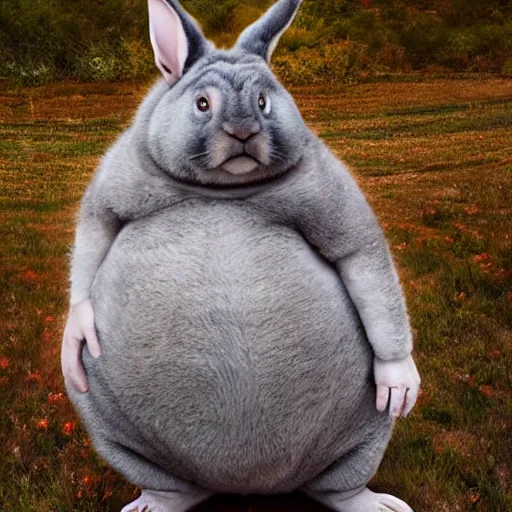 Prompt: Candid portrait photograph of Big Chungus, taken by Annie Leibovitz