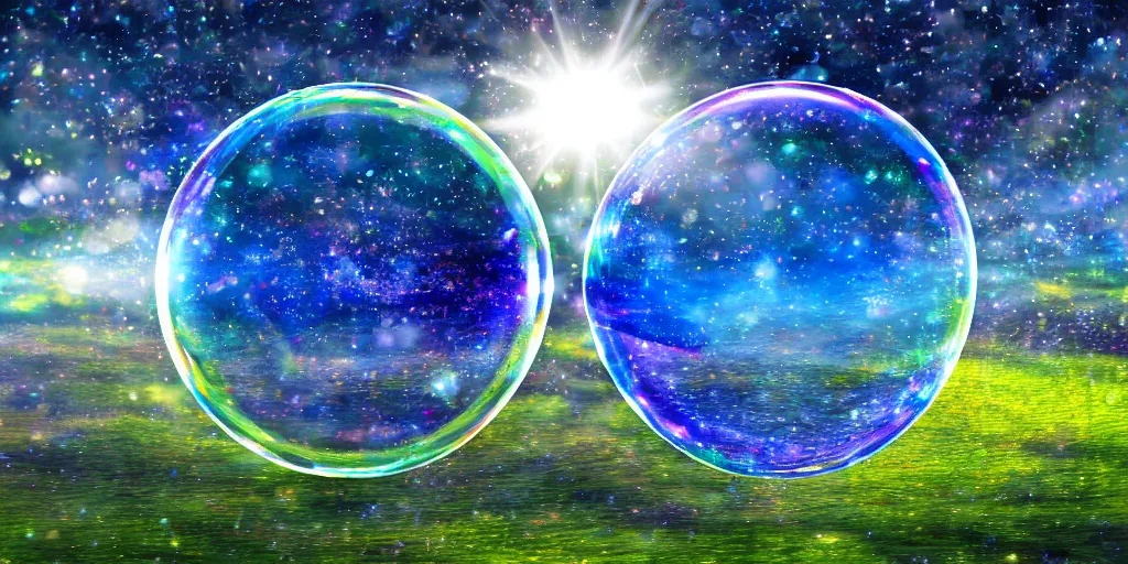 Image similar to a highly detailed 4 k photograph of the windows xp bliss wallpaper inside of a giant floating soap bubble, abstract, award winning photoshop creation h 5 7 6