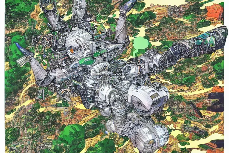 Prompt: a green participation badge, by yukito kishiro and katsuhiro otomo, hyper-detailed, intricate, view from above, colorful