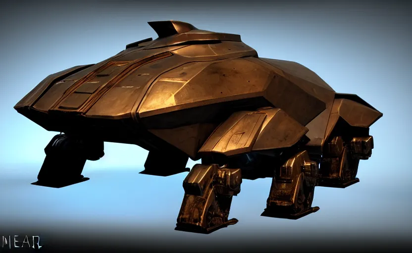 Image similar to an armored futuristic sci fi vehicle, unreal engine, cinematic lighting, texture rust