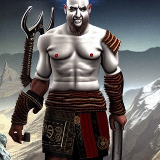 Image similar to benjamin netanyahu!!! as kratos from god of war