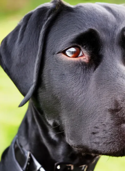 Image similar to closeup portrait of a black hunting terrier wearing a black suit