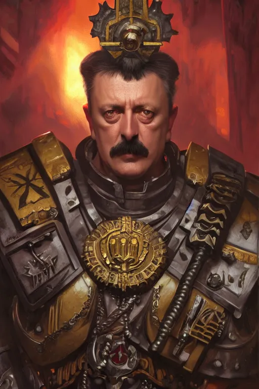 Prompt: igor ivanovich strelkov as warhammer 4 0 k emperor, realistic portrait, symmetrical, highly detailed, digital painting, artstation, concept art, smooth, sharp focus, illustration, cinematic lighting, art by artgerm and greg rutkowski and alphonse mucha