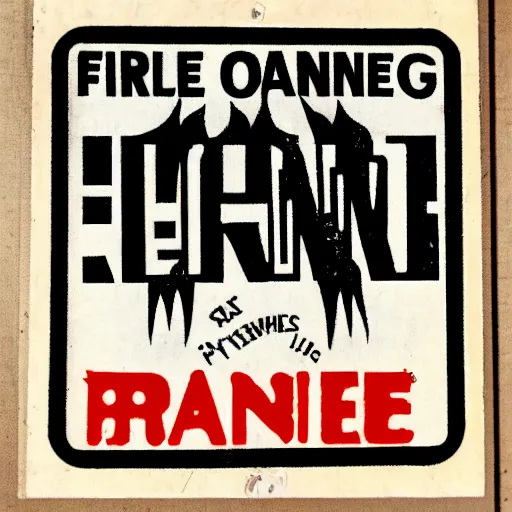 Image similar to vintage 1 9 7 0 s fire warning label