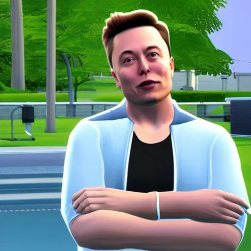 Image similar to elon musk in sims 4 screenshot