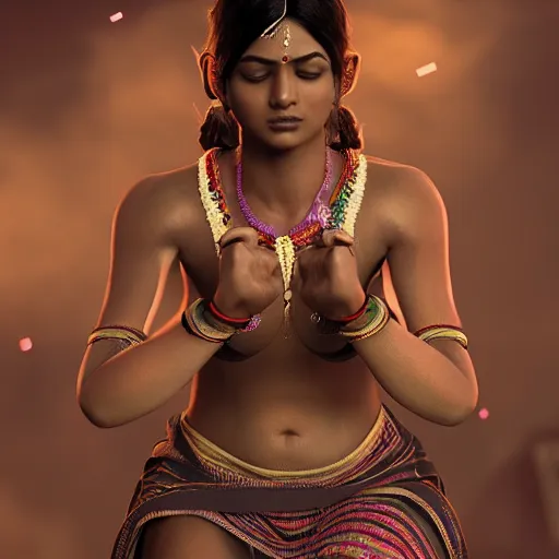 Image similar to indian woman doing squats, ultra realistic, concept art, intricate details, highly detailed, photorealistic, octane render, 8 k, unreal engine