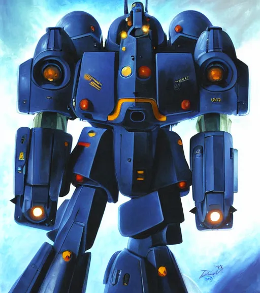 Image similar to scifi painting of gouf mobile suit by dariusz zawadzki, kenneth blom, mental alchemy, james jean, pablo amaringo, naudline pierre, contemporary art, sleek