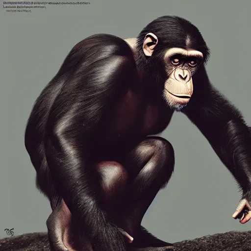 Image similar to Strong Chimpanzee, Boris Vallejo, Epic, 8k resolution, ArtStation, Hyperrealistic