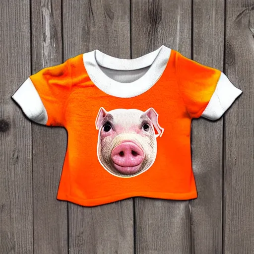 Image similar to cute mini pig wearing orange inmate clothes