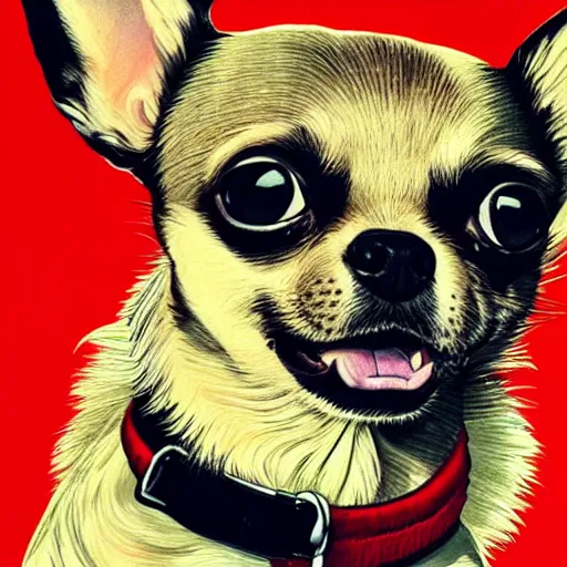 Prompt: portrait of a chihuahua looking happy, by martin ansin, highly detailed, cinematic, extremely detailed, high quality