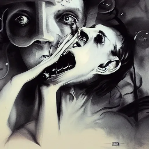 Prompt: break my heart set it all on fire, i cant be saved so i'll die quieter, horrifying artwork by nekro, borja, syd mead, zdislaw cosmic horror charcoal artwork, surreal existentialism